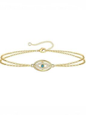 NWOT Ojo Gold Evil Eye Delicate Double Bracelet